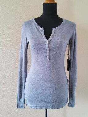 Rails Long Sleeve Henley Pocket Top Grey NWT